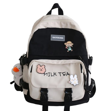 Kawaii Canvas Women Backpack Fashion Student Bookbag for Girls Schoolbag Laptop Mochila Female Cute Travel Rucksack Shoulder Bag
